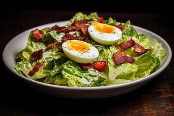 Wall Mural - shared romanine salad with egg and bacon