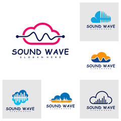 Wall Mural - Set of Cloud with Sound wave logo design concept vector. Sound wave illustration design