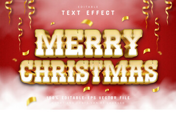 Wall Mural - Christmas white gold 3d text effect editable