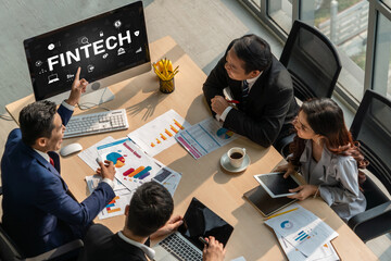 Poster - fintech financial technology software for modish business to analyze marketing strategy