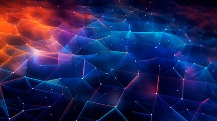 Wall Mural - abstract polygonal space low poly dark background with connecting dots and line