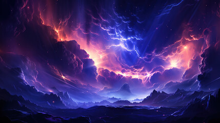 Aufkleber - Galaxy explosion nebula space cartoon vector background. Generative Ai