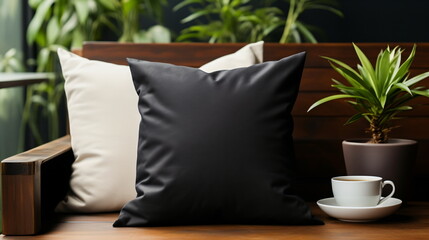 Wall Mural - a black pillow on chair