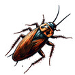 Cockroach illustration art with a transparent background generative AI.