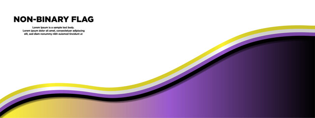 Non-Binary Pride Flag Banner Background. Non-Binary flag colored gradient backdrop template. Silk ribbon Non-Binary Pride Flag banner design background. Vector Illustration. 