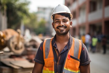 Poster - Portrait of a smiling young male construction worker