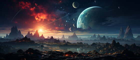 Wall Mural - space digital artwork. Surreal fantasy space