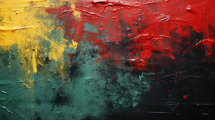 Wall Mural - Black history month, canvas grunge texture, red yellow green paint color. Generative Ai