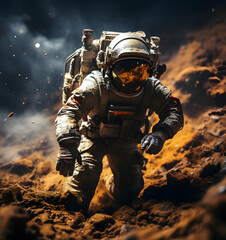 Wall Mural - spaceman or astronaut on the moon.