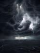 © GrafitiRex - Big storm in the sky, sky background with cumulonimbus clouds, lightning and rain, bad weather, hurricane, sky with grey clouds, dark clouds