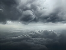 Cloudy Sky, Grey Sky With Clouds, Bad Weather, Rainy Day, Winter Day During A Storm, Sky Background With Clouds, Dark Clouds, Flying Over The Clouds, Picture From Plane