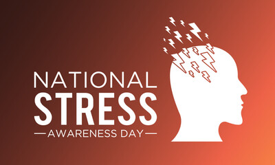 Sticker - Vector illustration on the theme of National Stress Awareness Day, First wednesday in november. Holiday concept for banner, greeting card, poster and background design.