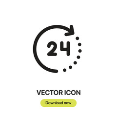Aufkleber - 24 Hours icon vector. Linear-style sign for mobile concept and web design. 24 Hours symbol illustration. Pixel vector graphics - Vector.