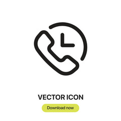 Fototapete - Time Call icon vector. Linear-style sign for mobile concept and web design.Time Call symbol illustration. Pixel vector graphics - Vector.	