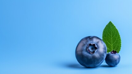 Wall Mural - healthy Blueberry on isolated blue, 