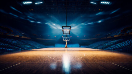 basketball court with dark light