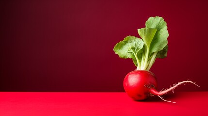 Wall Mural - healthy Radish on isolated Red, copy space