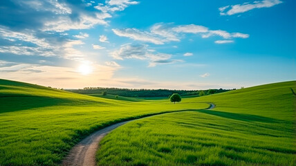 Wall Mural - green field and sky