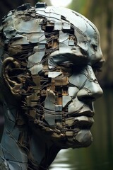 Poster - A sculpture made of metal and broken pieces, AI