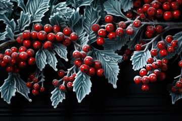 Poster - berries on a snow  background