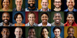 a group of portraits of multi-ethnic people set in colorful background showing diversity