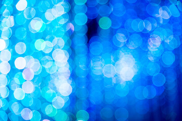 Wall Mural - Defocused lights with white and blue bokeh for Christmas background