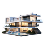 Fototapeta Natura - Modern luxury house isolated on white created with Generative AI