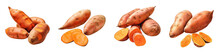 Sweet Potatoes Vegetable Hyperrealistic Highly Detailed Isolated On Plain White Background