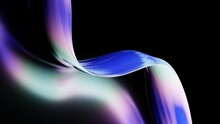 Abstract Liquid Glass Holographic Iridescent Neon Curved Wave In Motion Dark Background 3d Render. Gradient Design Element For Banners, Backgrounds, Wallpapers And Covers.
