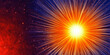 © www.barfuss-junge.de - glühend orange Sonne. Feuerball mit feurigen Sturm aus Flammen und Strahlen werden ins Universum explodiert