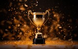 Fototapeta  - Golden trophy cup, winners golden cup. Generative AI
