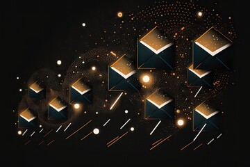 Poster - Envelopes flying in the night sky