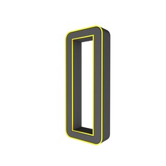 Poster - Gray yellow 3d number 0 on a white background. 3D rendering image.