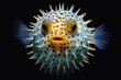 fugu fish on dark background. Generative Ai