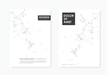 Aufkleber - Black connect dot line connect on grey cover templates. Abstract vector background. Technology concept design. Communication and social network concept. Futuristic technology