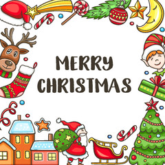 Sticker - Festive Christmas and New Year background with Santa Claus