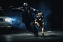 K-9 Police Dog And Its Handler In Action