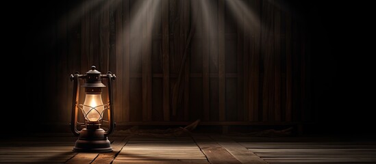 Wall Mural - Illustration of illuminated scene with lantern floodlight and spotlight