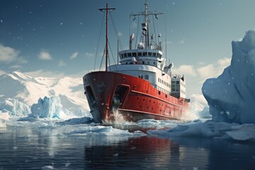 Poster - A picture of a red and white boat floating on a body of water. Suitable for various applications.