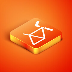 Sticker - Isometric Bicycle frame icon isolated on orange background. Vector