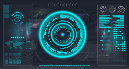 Aufkleber - 008Radar screen.HUD. Hi-tech futuristic display. Technology background.