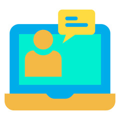 Wall Mural - Flat Laptop Online Chat icon