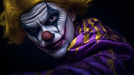 Poster - Angry clown, face contorted in rage, eyes wide and glaring.