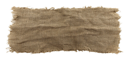 Poster - Burlap texture. A piece of torn burlap on a white background. Canvas. Packing material