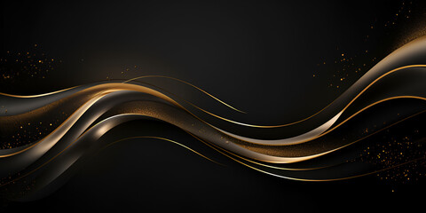 abstract black wallpaper background with golden line elements