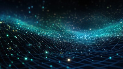 Abstract background where technology particles weave together lines of code, illustrating the interconnectedness of programming languages