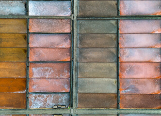 Different colors resulting from the action of halophyte bacteria in the salt flats of the Ria de Aveiro. salt farm, salt seas.