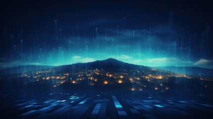 Wall Mural - Futuristic abstract background with technology particles in a state of flux, symbolizing the ever changing landscape of technological evolution
