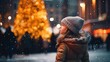 Starlight Wonder: A Little Child in Winter Looks at a Christmas Tree