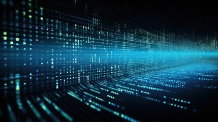 IT technology background with cascading lines of code and algorithms, showcasing the core of digital infrastructure